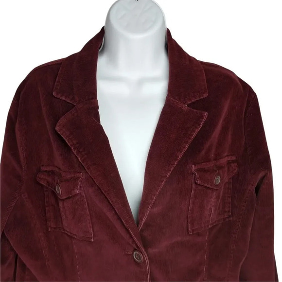 Sonoma Corduroy Button Down Jacket, Burgundy, L - Picture 2 of 7